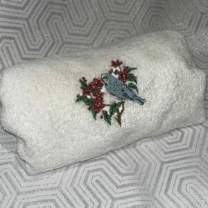 serviette de toilette oiseau fleurs branche